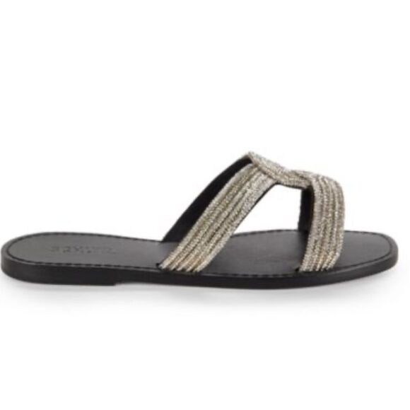 Schutz Alivia Embellished Twist Flat Sandals Used Once - Picture 4 of 12